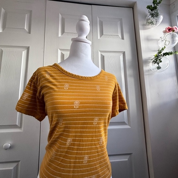Cottton Striped Mustard Yellow Dreamcatcher Tee - Picture 3 of 7
